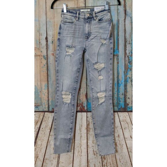 PacSun Womens Size 22 Blue Light Wash Distressed High Rise Jegging Denim Jeans - Picture 2 of 12